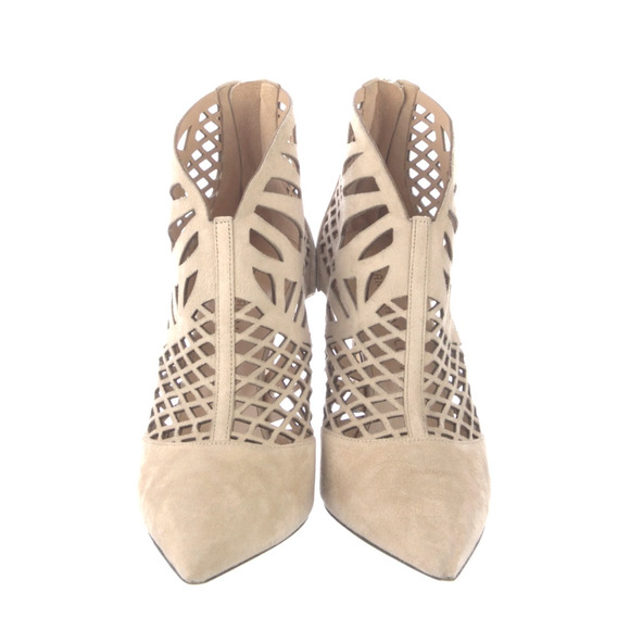 Tamara Mellon 6 Femme 90 Suede Ankle Boots Lasercut Pointed Toe Booties Cream 36 - Picture 4 of 10